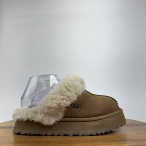 Womens Ugg Disquette Chestnut Shearling Lined Platform Slippers Shoes Size 7 M